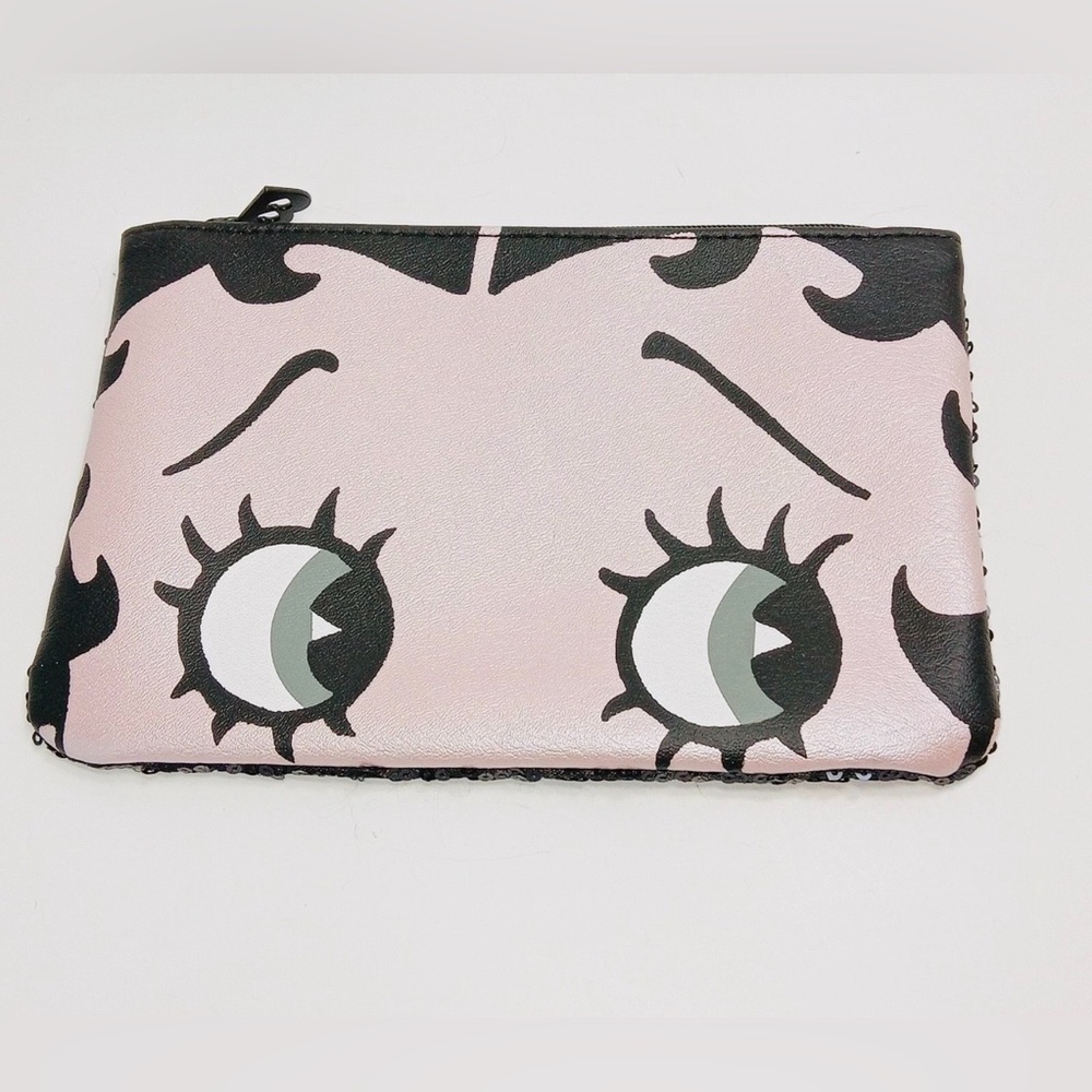 Betty Boop Collectible Bag Cosmetic Travel Black Sequins Back Big Eyes Cartoon